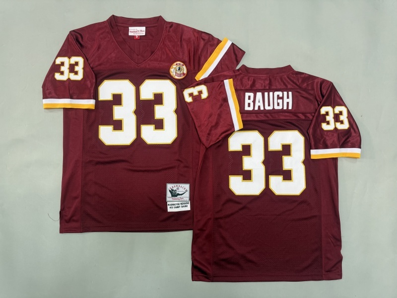 Men 2025 Washington Redskins #33 Baugh red Throwback Limited NFL Jersey style 001
